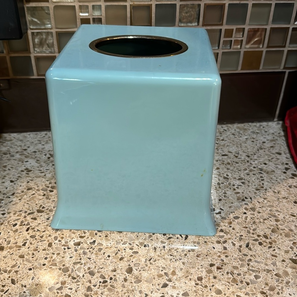 Aqua Metal Tissue Box - LIMIT TIME LISTING til 10/29
